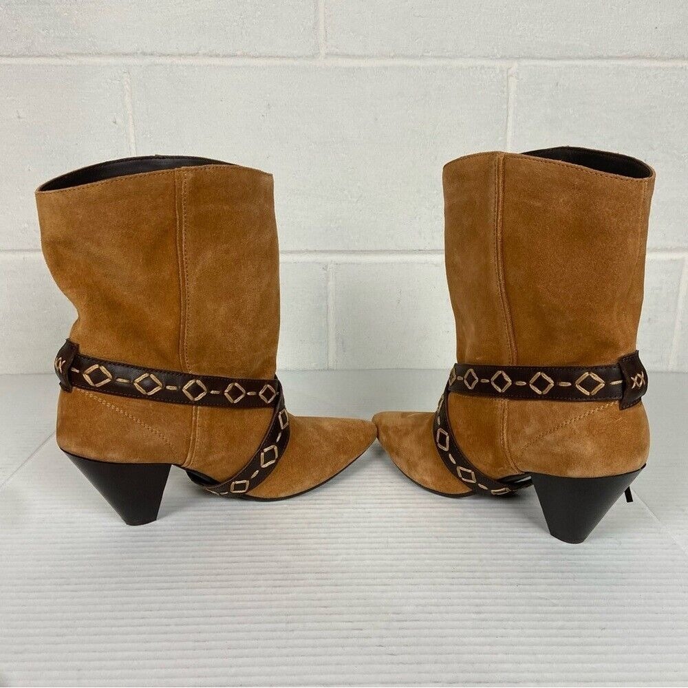 NEW Free People Women's Bronte Belt Ankle Wrap Boot Size 7 in Toffee Suede - Picture 3 of 8